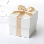 Wedding Favour Box with Gold Ribbon